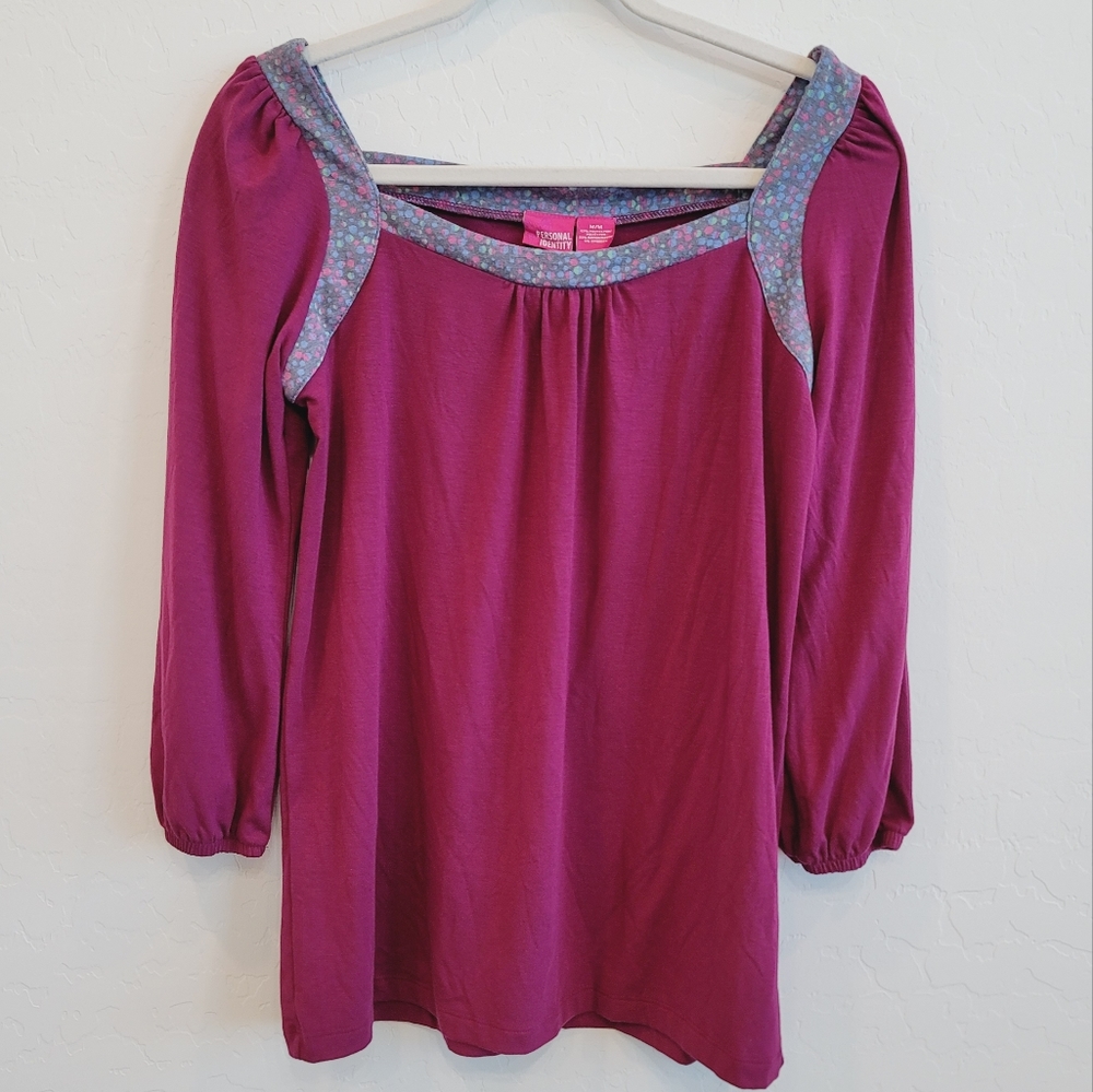 💕 Personal Identity Pink Fuchsia 3/4 Sleeves Top Women's Size Medium